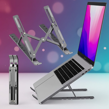 Premium aluminum Laptop Stand Silver &amp; Black With Detachable Single  - 7 Gear To Adjust Height &amp; Anti Slip Rubber Grip