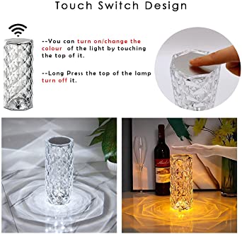 Rose Diamond Crystal Table Lamp