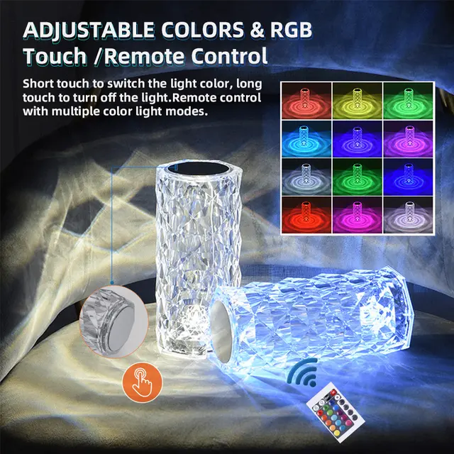Rose Diamond Crystal Table Lamp