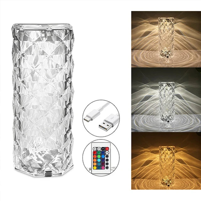 Rose Diamond Crystal Table Lamp