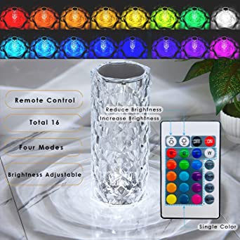 Rose Diamond Crystal Table Lamp
