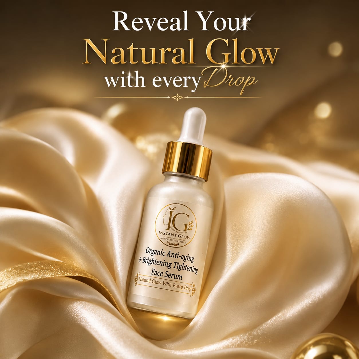 Organic Anti-Aging &amp; Brightening Face Serum – Instant Glow &amp; Skin Tightening - 30ml
